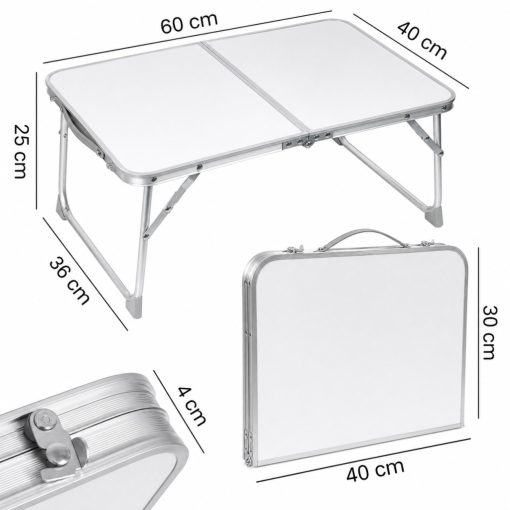 Összecsukható Kempingasztal 60 × 40 cm Alumínium Vázas, Bőrönd Kialakítású