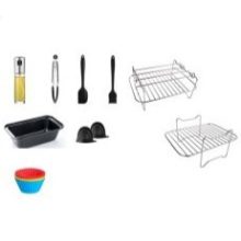 15 tartozék készlet forrólevegős olajsütőhöz, SIBINTA, Ninja Dual AF451UK AF400UK kompatibilis, 9,1L, Tepsi, Grill, Fogó, olajspray Könnyen tisztítható