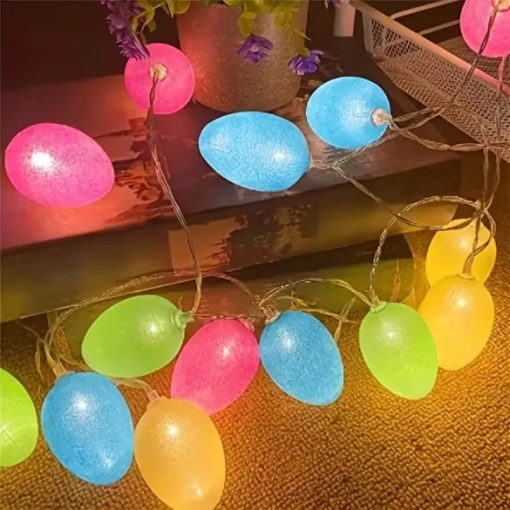 TAVASZI TOJÁS FÉNYFÜZÉR KÜL-BELTÉRI 10 LED Színes csillogós