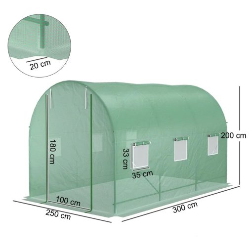 Pótfólia kerti fóliasátorhoz - 7,5 m², 2,5 x 3 x 2 m méretű üvegházhoz ablakokkal