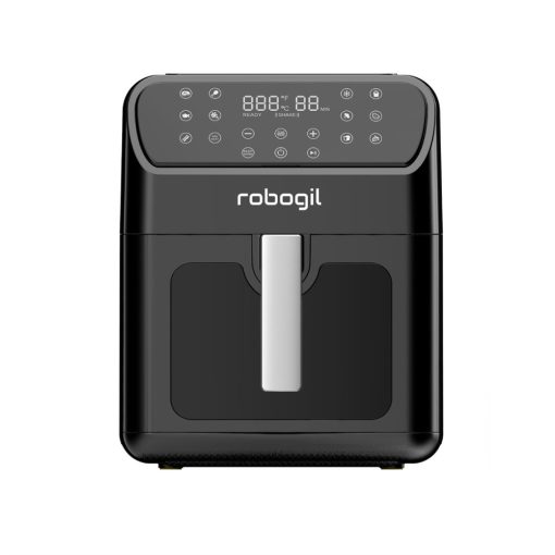 Robogil air fryer XXL 6,5 literes forrólevegős olajsütő halogén lámpával és üvegfedéllel