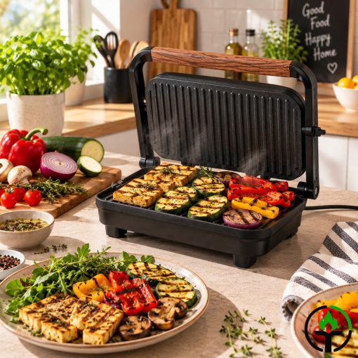 Elektromos Szendvicssütő és Kontaktgrill – 1500W, Tapadásmentes Felület, Állítható Magasság
