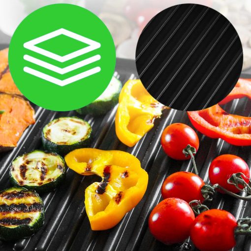 Elektromos grill és melegszendvics sütő, tapadásmentes, 2200W, 180°-ban nyitható