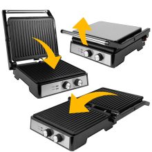 Professzionális Elektromos Kontaktgrill és Kenyérpirító – Hőmérsékletszabályozás, Időzítő, 3 Grillezési Pozíció, Tapadásmentes Felület