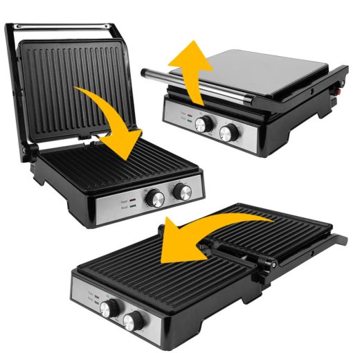 Professzionális Elektromos Kontaktgrill és Kenyérpirító – Hőmérsékletszabályozás, Időzítő, 3 Grillezési Pozíció, Tapadásmentes Felület