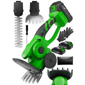   Akkumulátoros Sövényvágó és Fűnyíró Olló 500W, 2 Akkumulátorral, Kerekes 2in1 Szett