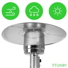 Kültéri gázos teraszmelegítő, 13kW hősugárzó PIEZO gyújtással, kerekekkel és huzattal