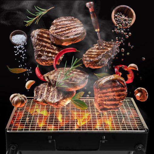 Hordozható faszenes grill utazáshoz és kerti sütéshez, kompakt grillező