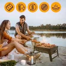 Hordozható faszenes grill utazáshoz és kerti sütéshez, kompakt grillező