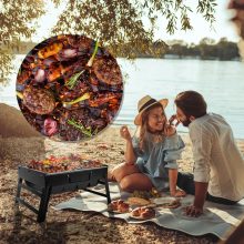 Hordozható faszenes grill utazáshoz és kerti sütéshez, kompakt grillező