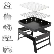 Hordozható faszenes grill utazáshoz és kerti sütéshez, kompakt grillező