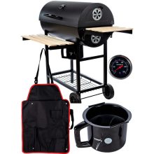 BigBend nagyméretű faszenes kerti grill, füstölő hőmérővel - profi élmény otthon!