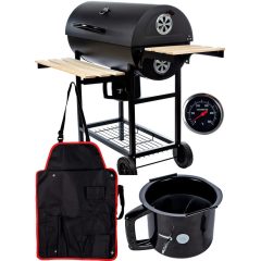   BigBend nagyméretű faszenes kerti grill, füstölő hőmérővel - profi élmény otthon!