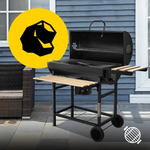 BigBend nagyméretű faszenes kerti grill, füstölő hőmérővel - profi élmény otthon!