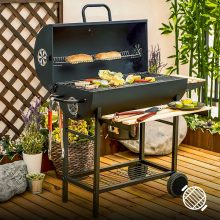 BigBend nagyméretű faszenes kerti grill, füstölő hőmérővel - profi élmény otthon!