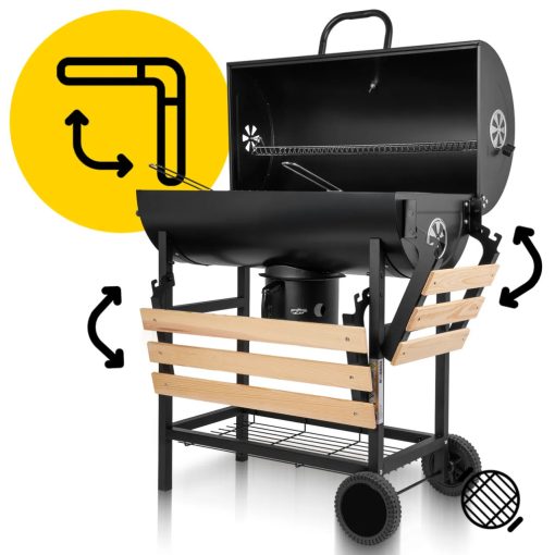 BigBend nagyméretű faszenes kerti grill, füstölő hőmérővel - profi élmény otthon!