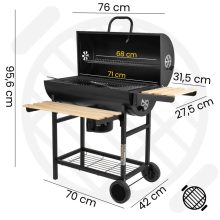 BigBend nagyméretű faszenes kerti grill, füstölő hőmérővel - profi élmény otthon!