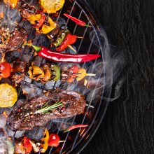 Kerti grill és füstölő 3 az 1-ben, faszenes grill, smoker, tűzrakó, hőmérővel