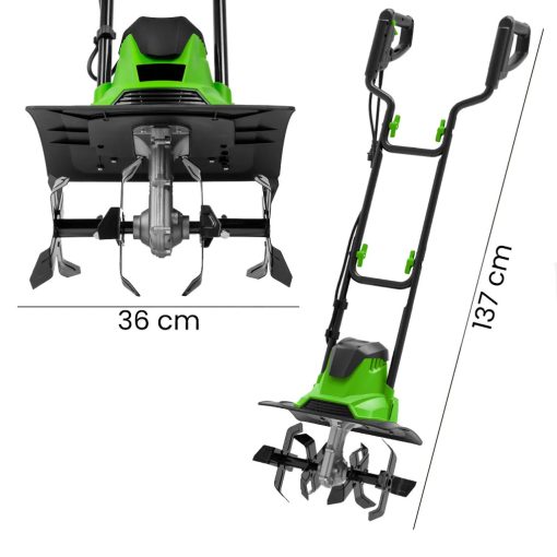 Elektromos rotációs kapa 1500W, 36 cm, 22 cm, kerti talajlazító kultivátor