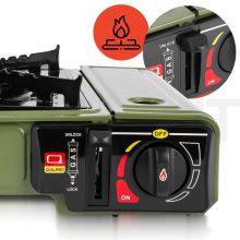 Gázfőző kempinghez 2500W, hordozható túra főző, patronos és palackos, kofferrel