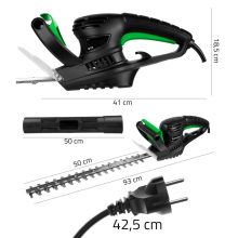 1500W-os elektromos sövényvágó és ágvágó olló - hosszú pengével, rezgéscsökkentéssel, biztonsági fékkel