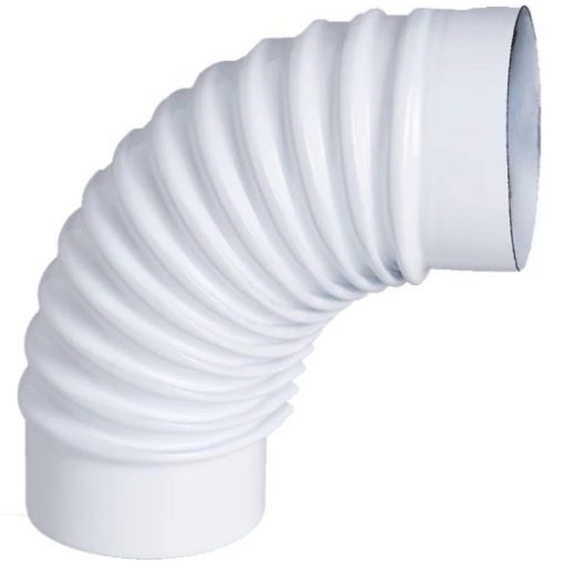 Zománcozott füstcső könyök 90° 118 mm, fehér színben
