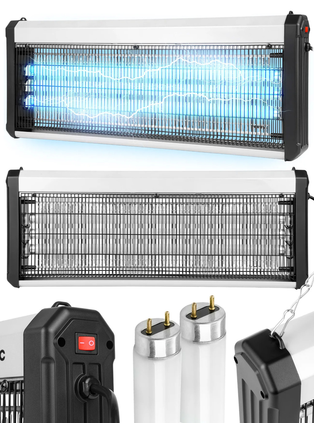 Hatékony 60W rovarcsapda UV fénnyel – 3800V, 300 m², 3x20W fénycső, felfüggeszthető